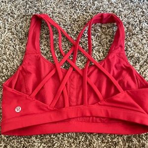 Red Lululemon sports bra